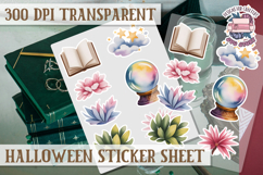 Halloween sticker sheet Creepy Scrapbook PNG Funny Skulls Product Image 1