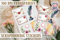 Scrapbooking sticker sheet Cute Funny PNG Watercolor School Product Image 1