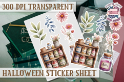 Halloween sticker sheet Creepy Scrapbook PNG Funny Skulls Product Image 1