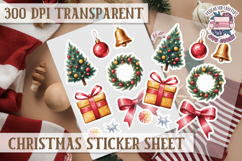 Christmas Watercolor Sticker Sheet Winter Cute Holiday PNG Product Image 1
