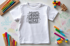 Rainbow Art Flatlay T-Shirt Mockup PSD JPG Product Image 1