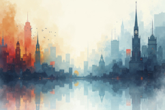 City Skyline Background Wallpaper Product Image 1