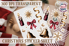 Christmas Watercolor Sticker Sheet Winter Cute Holiday PNG Product Image 1
