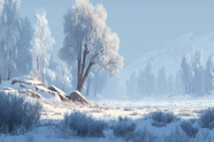 Snowy Winter Landscape Background Wallpaper Product Image 1