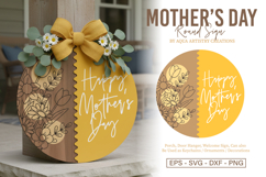 Happy Mother's Day Florals Sign - Mothers Day Welcome Sign Product Image 1