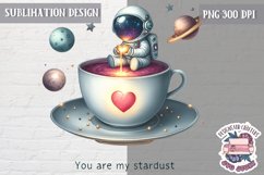 Valentine&#039;s Sublimation Design PNG Cute Space Astronauts Product Image 1