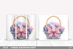 Spring Easter Basket Tumbler PNG, 20 OZ Tumbler PNG Product Image 1