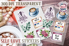 Self Love sticker sheet Scrapbook PNG Nature Watercolor Yoga Product Image 1