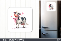 Funny Cow Magnet Sublimation PNG, Valentine Magnet PNG Product Image 1