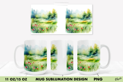 Watercolor Forest Mug Sublimation Wrap. 11 OZ, 15 OZ Product Image 1