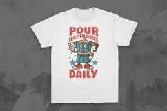 Pour Happiness Daily Retro Coffee T-shirt Design Product Image 1