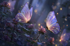 Glowing Butterflies With Flower Background Product Image 1