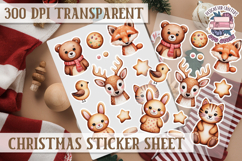 Christmas Sticker Sheet Watercolor Winter Holiday PNG Product Image 1