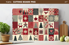 Winter Cutting Board PNG. Rustic Christmas Patchwork PNG Product Image 1