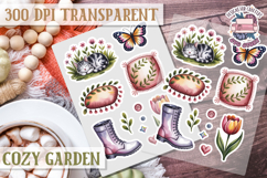 Cozy Garden sticker sheet Flowers Botanical PNG Cute Product Image 1
