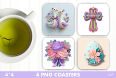 Cute Easter Coaster PNG, Easter Sublimation Design Product Image 1