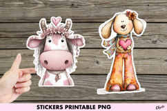 Funny Retro Animal Sticker PNG, Hippie Animal Sublimation Product Image 1