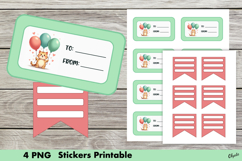 Birthday Stickers PNG, Kawaii Birthday Sticker Printable Product Image 1