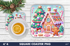 Gingerbread House Coaster PNG. Christmas Coaster PNG Product Image 1