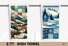 Patchwork XMAS Dish Towel PNG. Christmas Dish Towel Product Image 1
