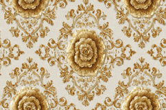 Gold and Cream Damask Embossed Background Wallpaper Product Image 1