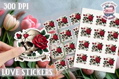Love sticker Sheet Valentine Day Lovers Gothic Skull PNG Product Image 1