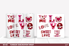 Valentines Day Tumbler Sublimation PNG, 20 OZ Tumbler PNG Product Image 1