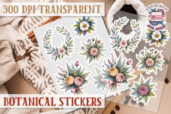 Botanical sticker sheet Spring Botanical PNG flowers Product Image 1