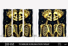 Golden Skeletons PNG. Valentine’s Day Tumbler Wrap, 20 OZ Product Image 1