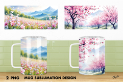 Mug Spring Wrap PNG, Spring Forest Sublimation Product Image 1