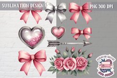 St Valentine’s Coquette Bow PNG Holidays Funny Watercolor Product Image 1