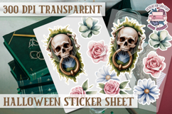 Halloween sticker sheet Creepy Scrapbook PNG Funny Skulls Product Image 1