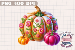 Autumn Pumpkin Sublimation design Fall Decorative Color PNG Product Image 1