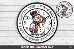 Christmas Clock Face Sublimation PNG. Snowman PNG Product Image 1