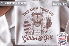 Mom Life Quote Sublimation Design PNG Clipart Funny Raccoon Product Image 1