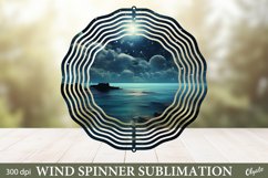 Sea Wind Spinner PNG. Night Sea Sublimation PNG Product Image 1