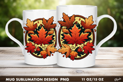Autumn Leaves Frame PNG. Mug Wrap, 11 OZ, 15 OZ Product Image 1