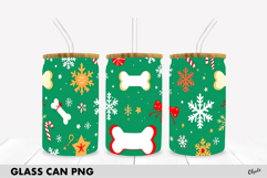 Christmas Dog Glass Can Wrap PNG. Glass Can 16 OZ Product Image 1