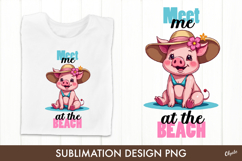 Beach Sublimation Design. Funny Piggy PNG Product Image 1