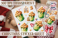 Christmas Watercolor Sticker Sheet Winter Cute Holiday PNG Product Image 1