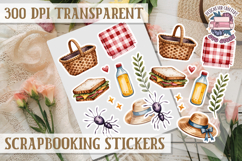 Scrapbooking sticker sheet Cute Funny PNG Watercolor School Product Image 1