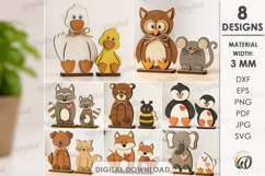 3D Animals Figurines Bundle Laser Cut. Stand Decor SVG Product Image 1