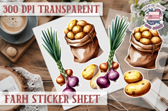 Farm sticker sheet Harvest Scrapbook PNG Vegetables Cozy Product Image 1