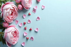 Pink Flowers with Blue Background Wallpaper Product Image 1