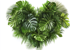 Tropical Leaves Heart Shape with White Background Wallpaper Product Image 1