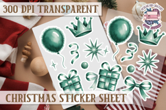 Christmas Watercolor Sticker Sheet Winter Cute Holiday PNG Product Image 1