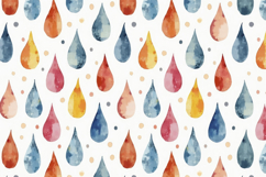 Watercolor Raindrops in Various Colors with White Background Product Image 1