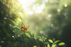 Monarch Butterfly with Greenery Background Wallpaper Product Image 1
