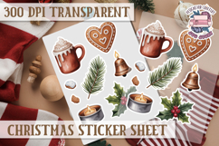 Christmas Watercolor Sticker Sheet Winter Cute Holiday PNG Product Image 1