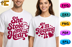 Couple Valentine's Day Shirt Svg, Png, She Stole My Heart Product Image 1